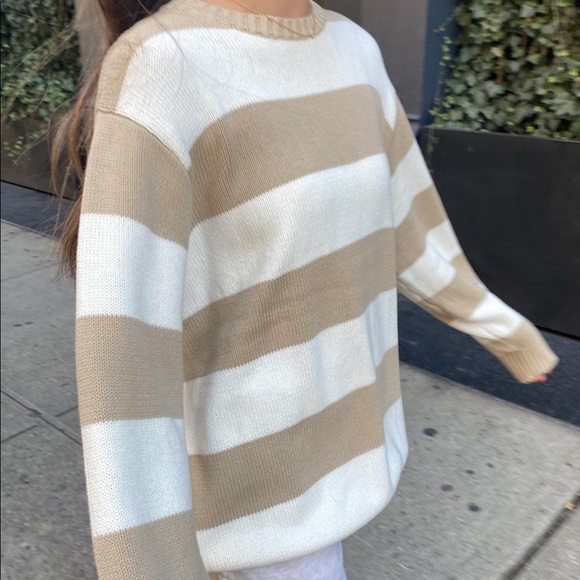 Brandy Melville | Sweaters | Brandy Melville Cream White Stripe Knit Sweater  | Poshmark
